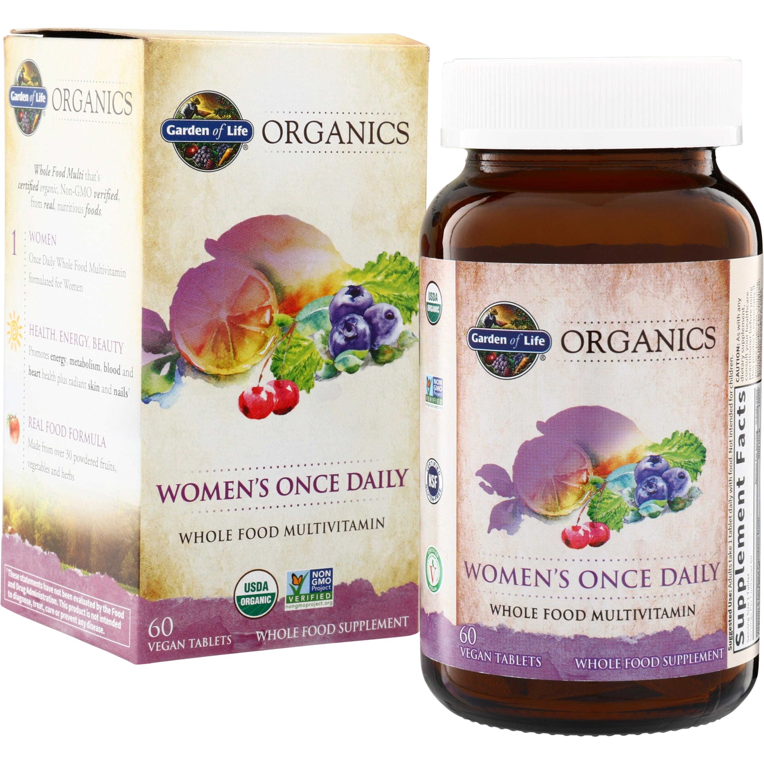 GLF180 | Garden of Life Organics Women's Once Daily Whole Food Multivitamin, 60 vegan tablets