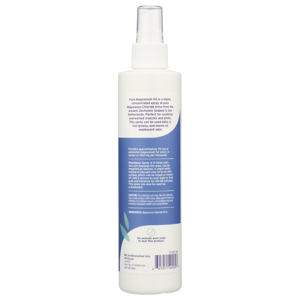 LFH032 | Back label of white spray bottle showing product directions, ingredients, and barcode
