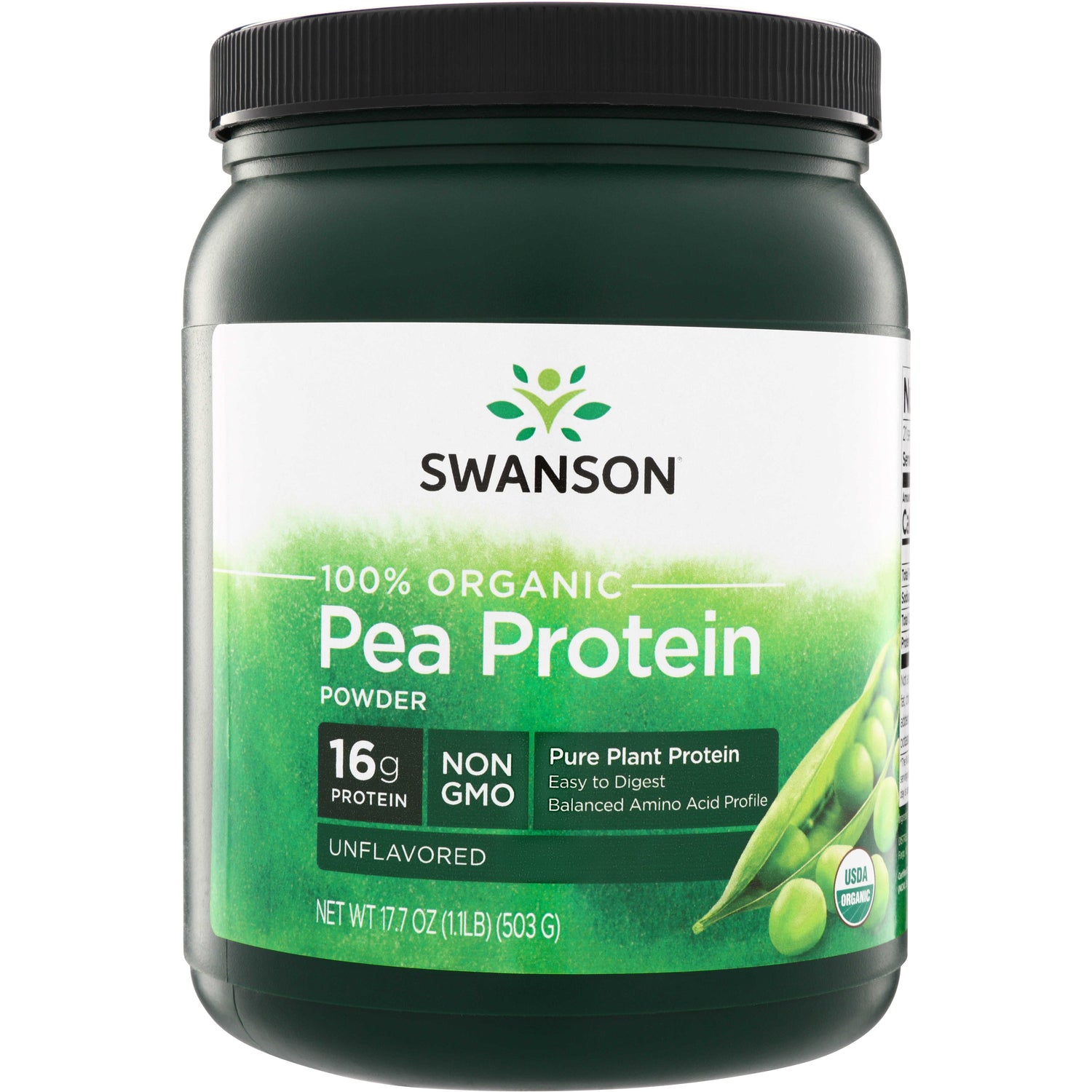 SWF197 | Swanson 100% Organic Pea Protein powder, unflavored; 16 g protein; non-GMO