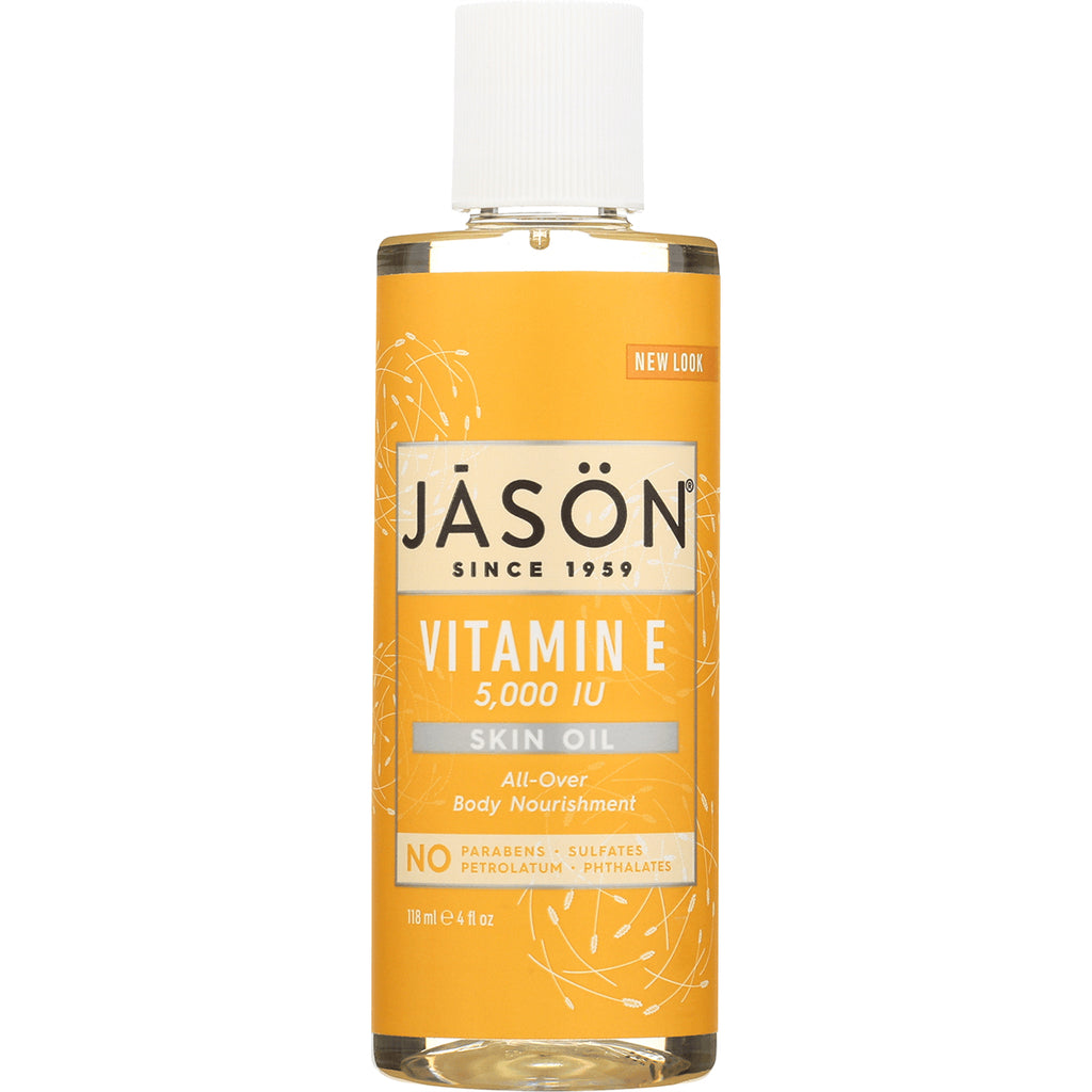 JC033 | Jason Vitamin E 5,000 IU skin oil bottle front with orange label, 118 ml - Thumbnail