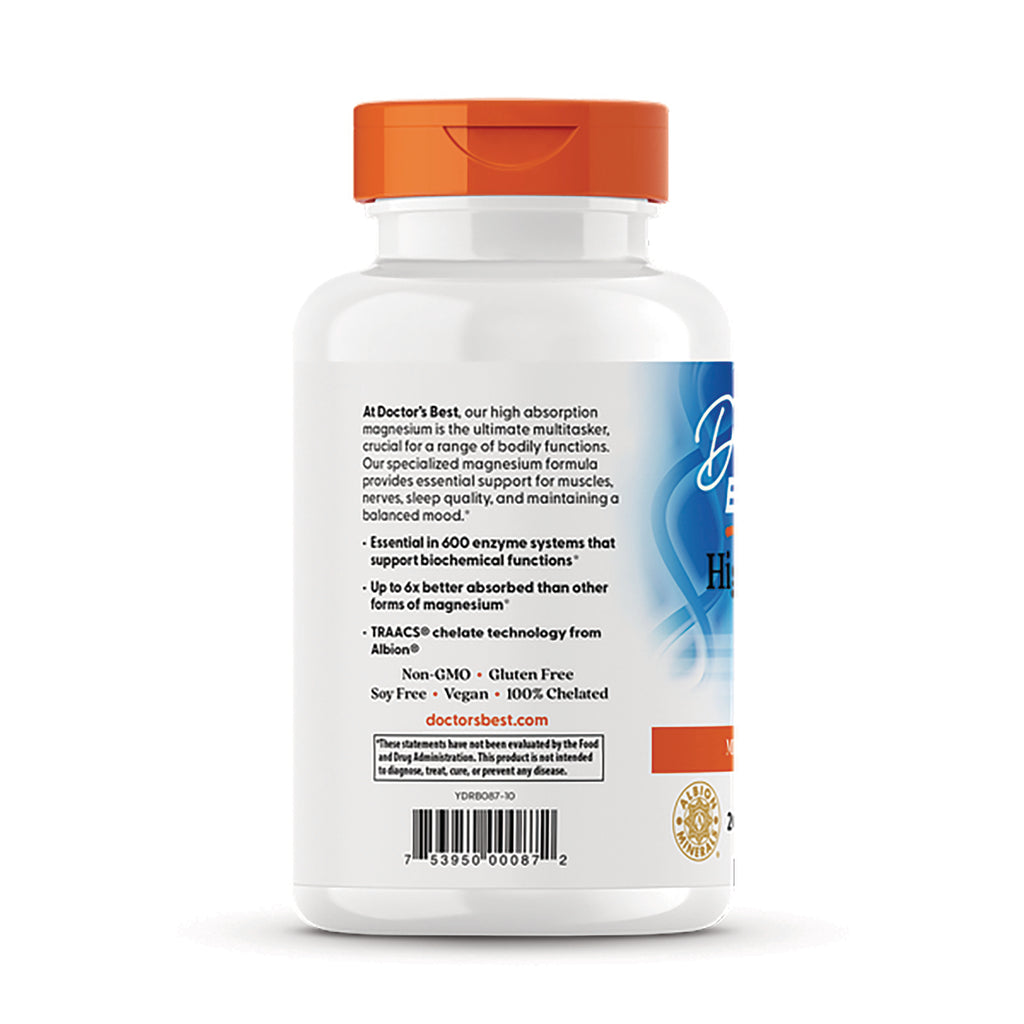 DB111 | Back of white supplement bottle with orange cap showing ingredient text, claims and barcode - Thumbnail