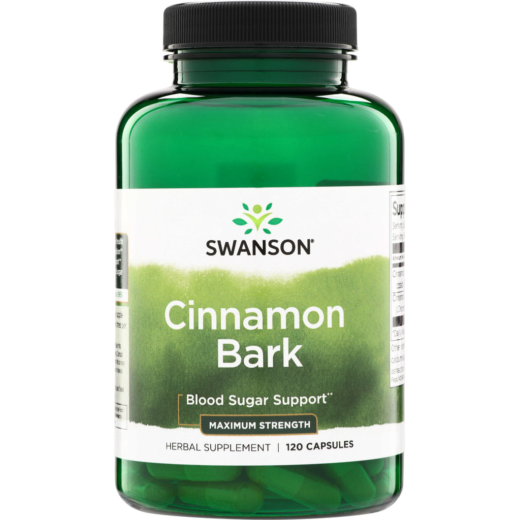 SW1747 | Swanson Cinnamon Bark supplement bottle, Blood Sugar Support, Maximum Strength, 120 capsules - Thumbnail