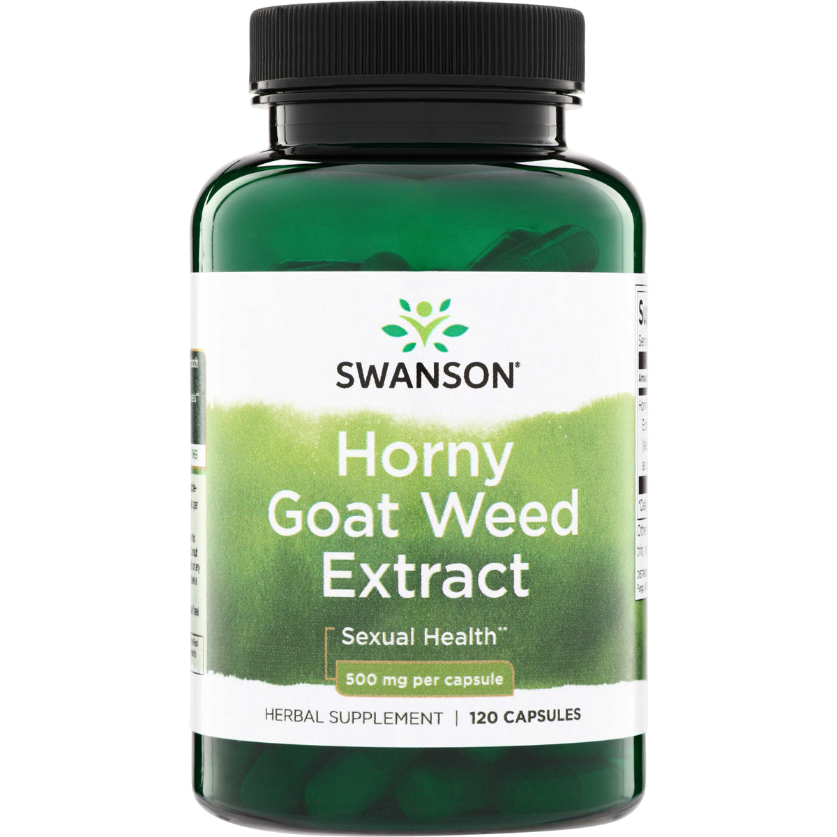 SWH180 | Swanson Horny Goat Weed Extract supplement, 500 mg per capsule, 120 capsules