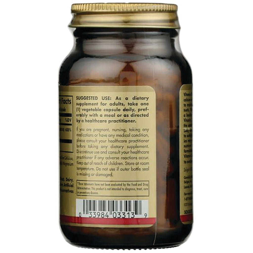 amber supplement bottle back showing suggested use, ingredients panel and barcode - Thumbnail