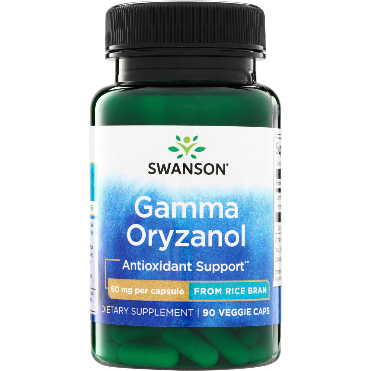 SW1605 | Swanson Gamma Oryzanol, antioxidant support, 60 mg per capsule, from rice bran, 90 veggie caps bottle