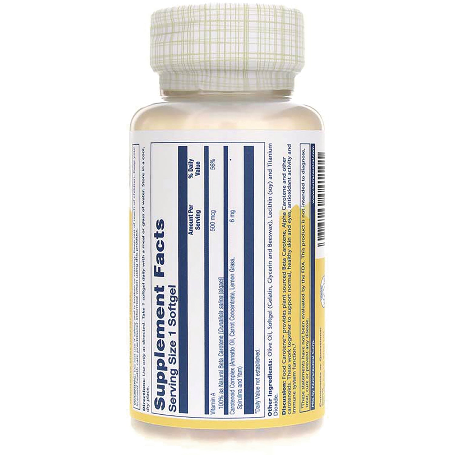 SLR297 | Supplement Facts panel and ingredients on back label of bottle