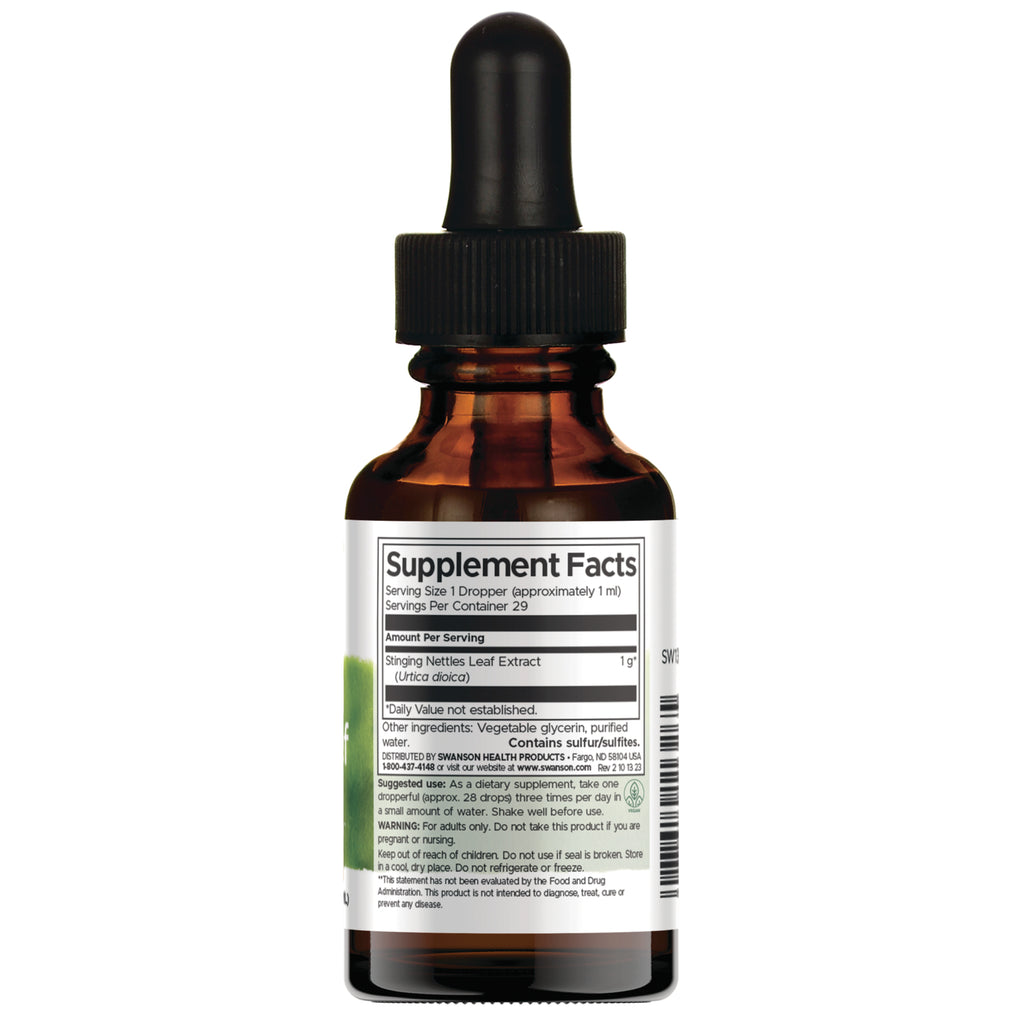 SW1326 | Supplement Facts panel: Stinging Nettles Leaf Extract 1 g per 1 ml dropper - Thumbnail
