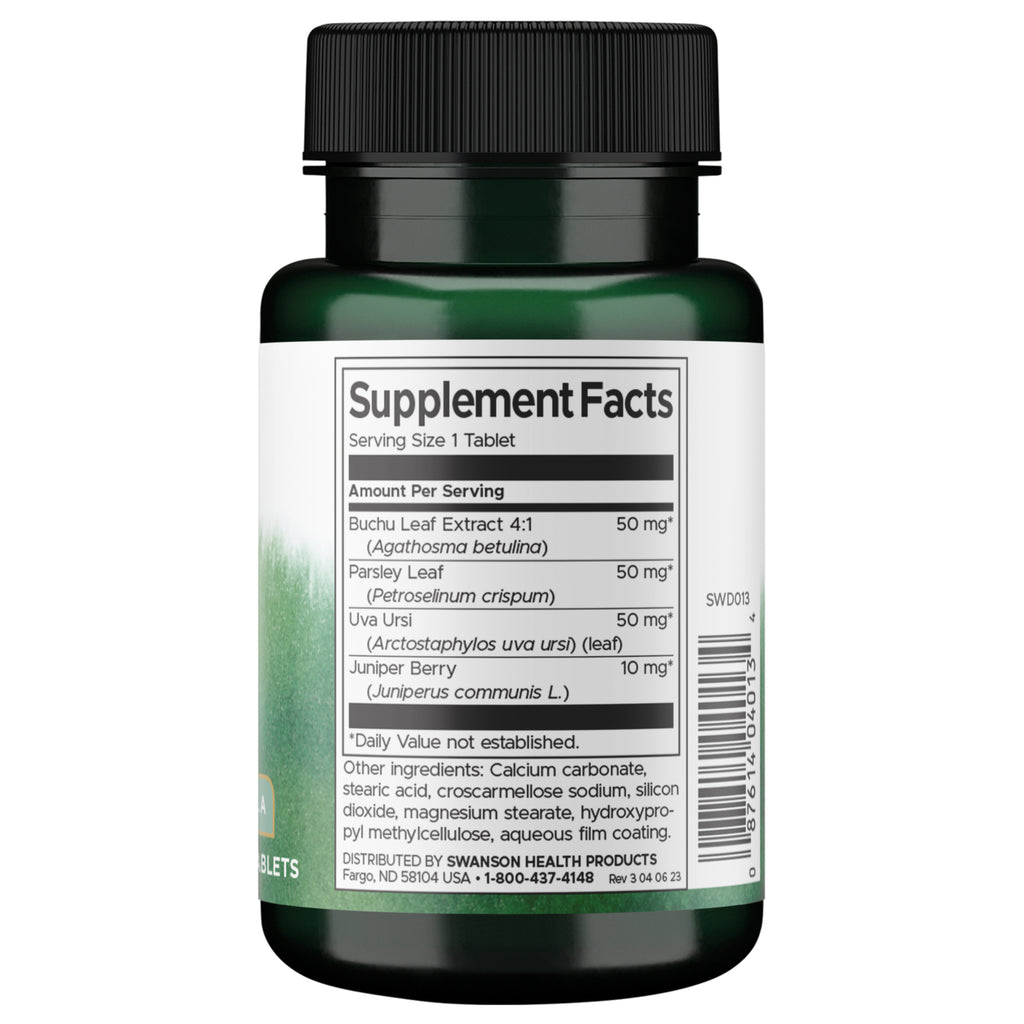 SWD013 | Back label with Supplement Facts and ingredients for herbal tablets, serving size 1 tablet - Thumbnail