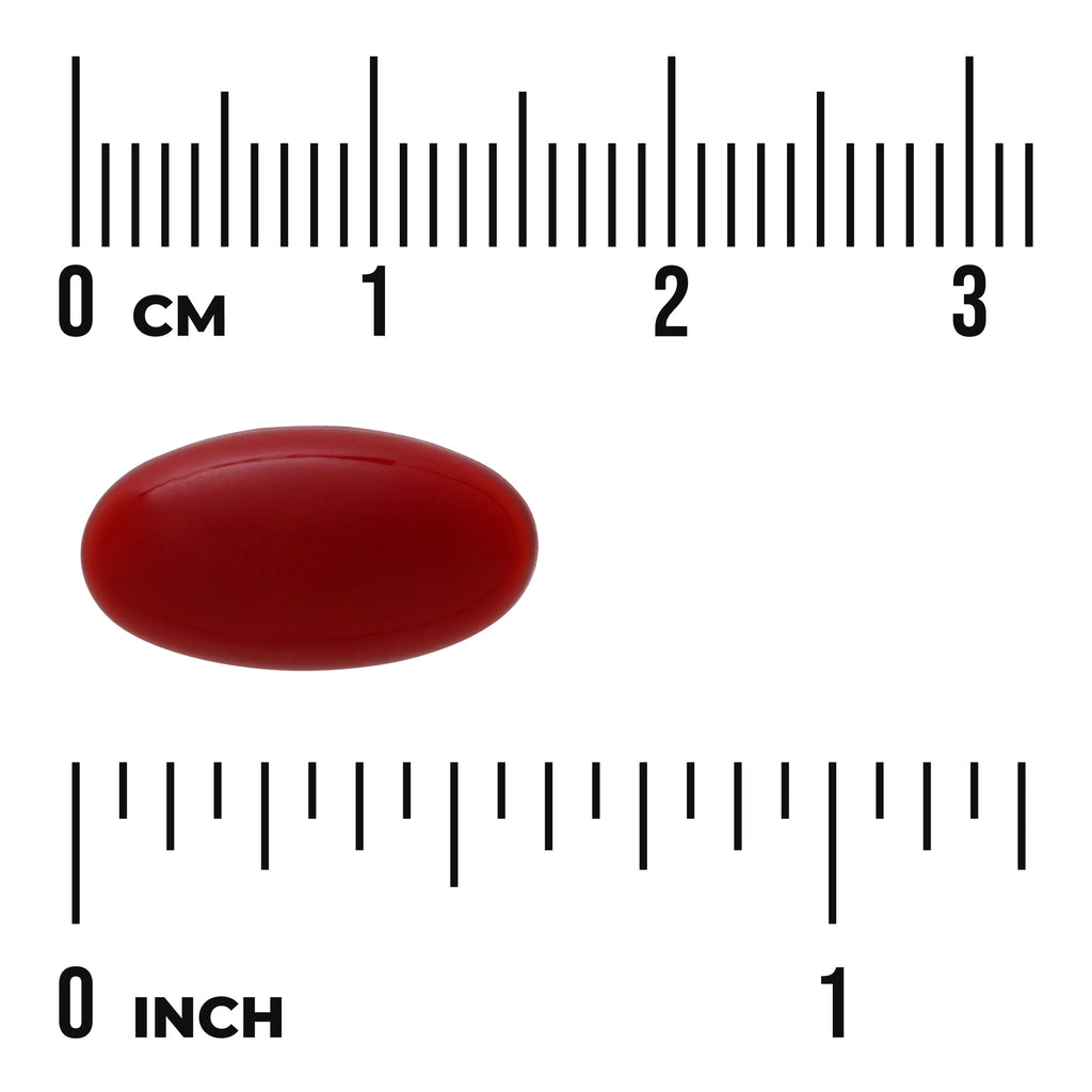 SW906 | Red softgel capsule with size guide in centimeters and inches - Thumbnail