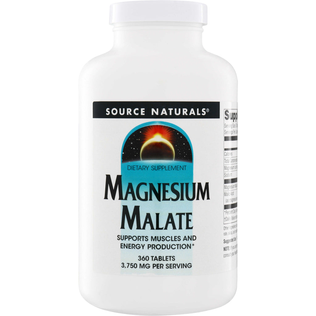 SN248 | Source Naturals Magnesium Malate dietary supplement, 360 tablets, 3,750 mg per serving - Thumbnail