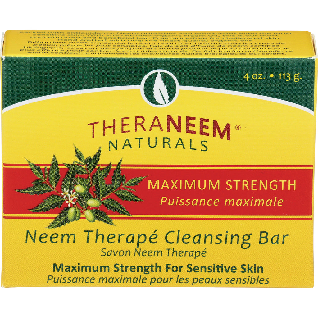 OGX004 | Theraneem Naturals Neem Therap Cleansing Bar front packaging labeled Maximum Strength 4 oz 113 g - Thumbnail