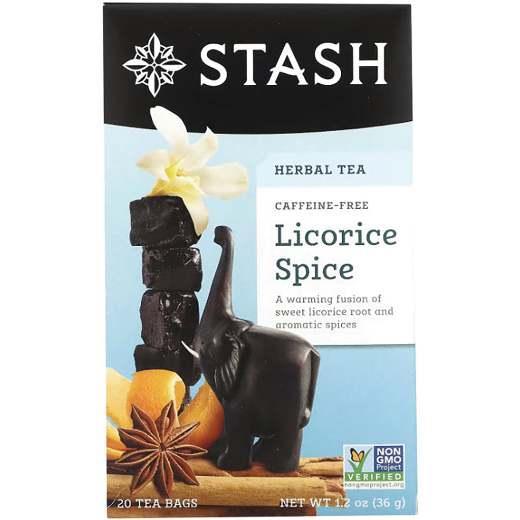 STH011 | Stash Herbal Tea Licorice Spice box front, caffeine-free, 20 tea bags, Non-GMO Project Verified - Thumbnail
