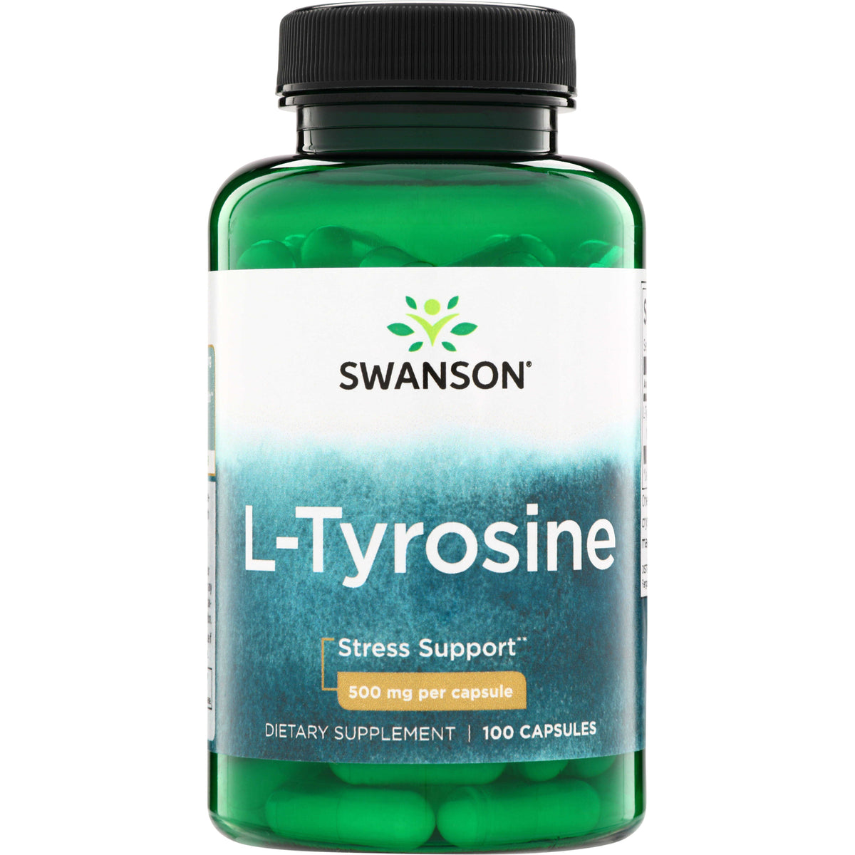 SW855 | Swanson L-Tyrosine capsules, Stress Support, 500 mg per capsule, 100 capsules