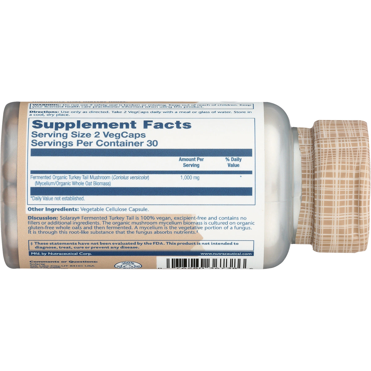 SLR467 | Back label with Supplement Facts, serving size 2 VegCaps, 30 servings