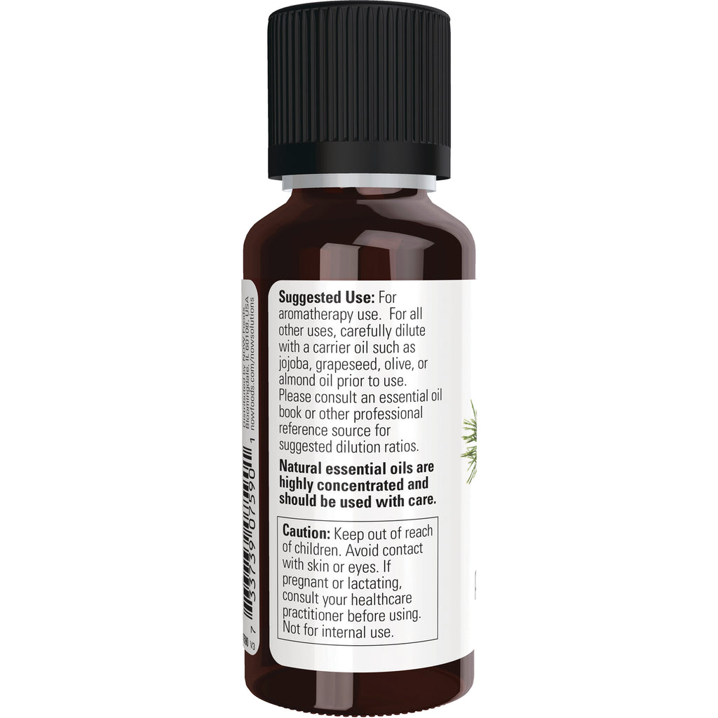 NWF504 | Brown glass essential oil bottle back label showing suggested use and caution text - Thumbnail