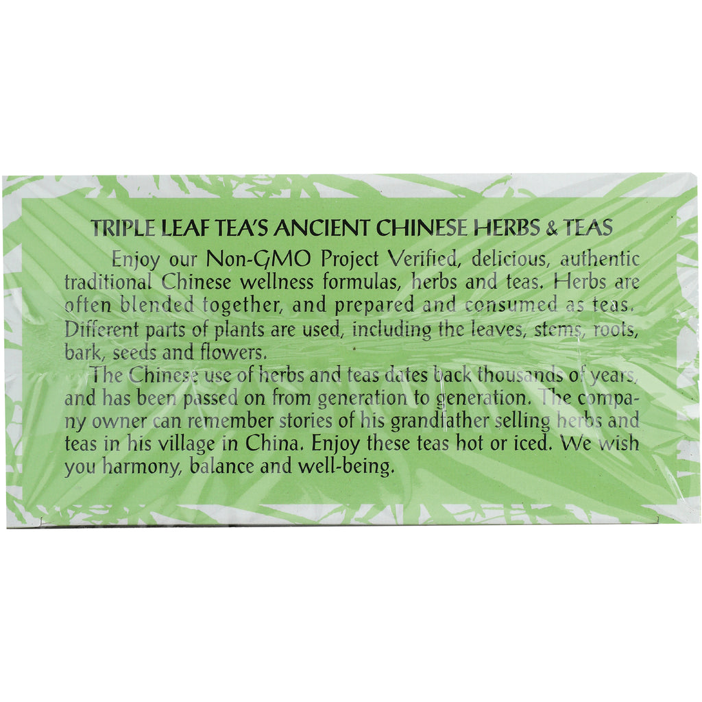 TLT001 | Back panel text: Triple Leaf Teas Ancient Chinese Herbs & Teas story; Non-GMO Project Verified - Thumbnail