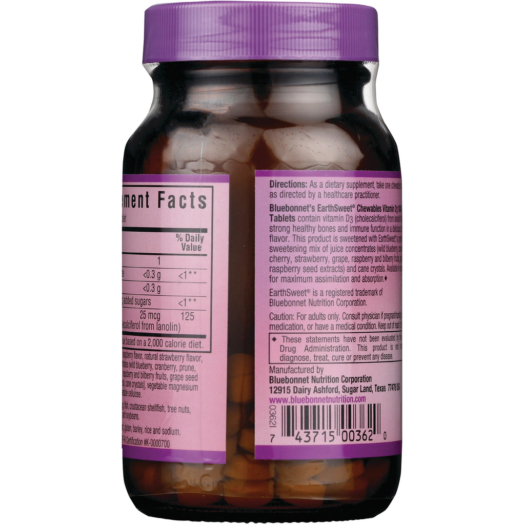BLU076 | Back label showing supplement facts, directions, barcode and tablets inside translucent bottle - Thumbnail
