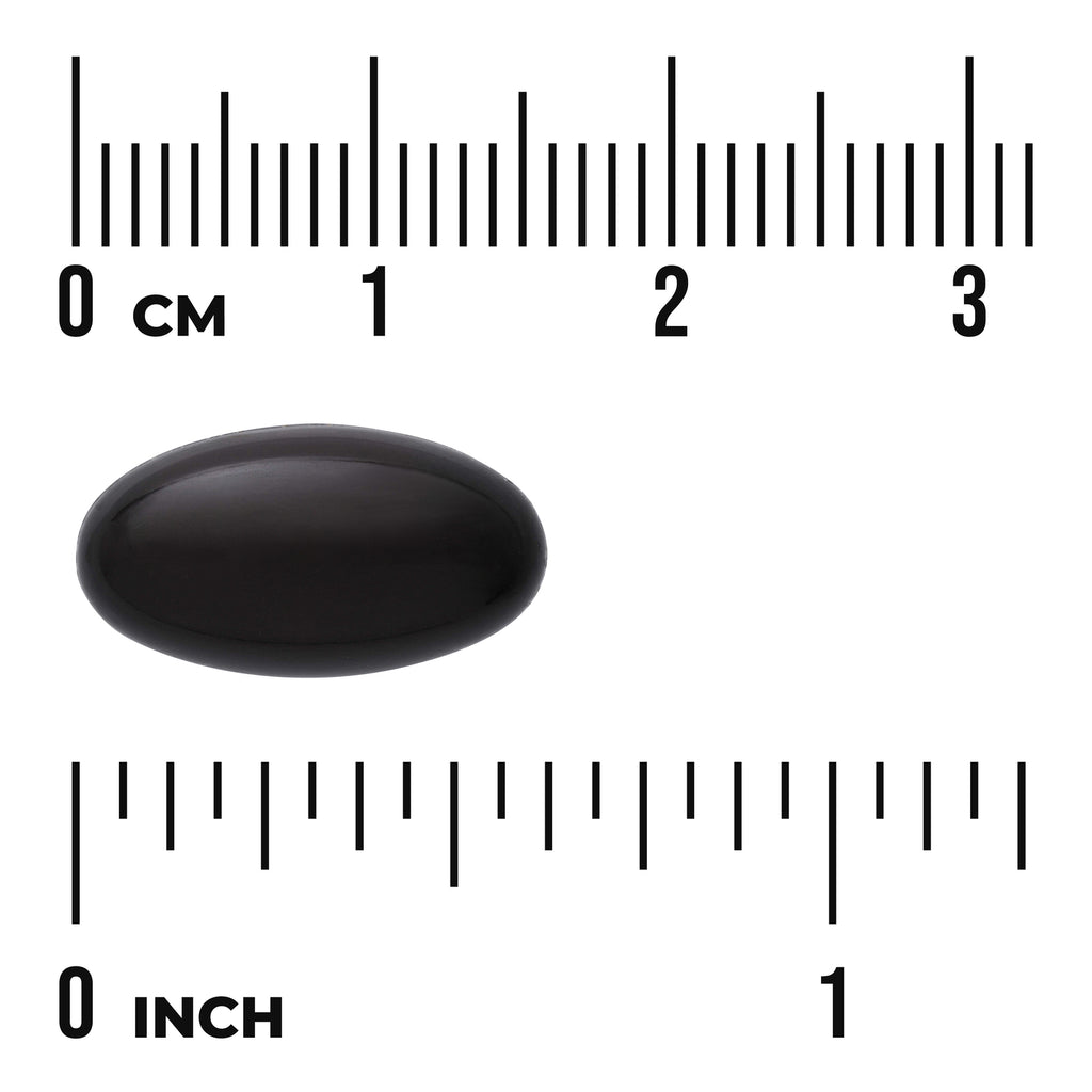 SWU846 | Dark oval softgel with centimeter and inch rulers for size reference - Thumbnail