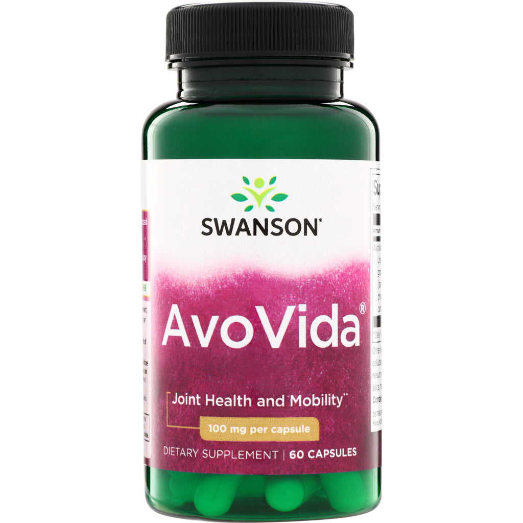 SWU194 | Swanson AvoVida supplement bottle, Joint Health and Mobility, 100 mg per capsule, 60 capsules - Thumbnail
