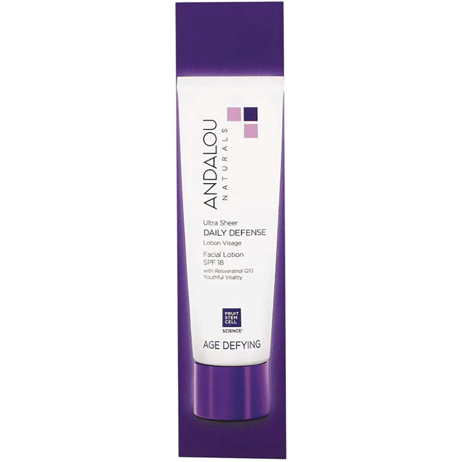 ADN021 | Andalou Naturals Ultra Sheer Daily Defense facial lotion SPF 18 tube, Age Defying