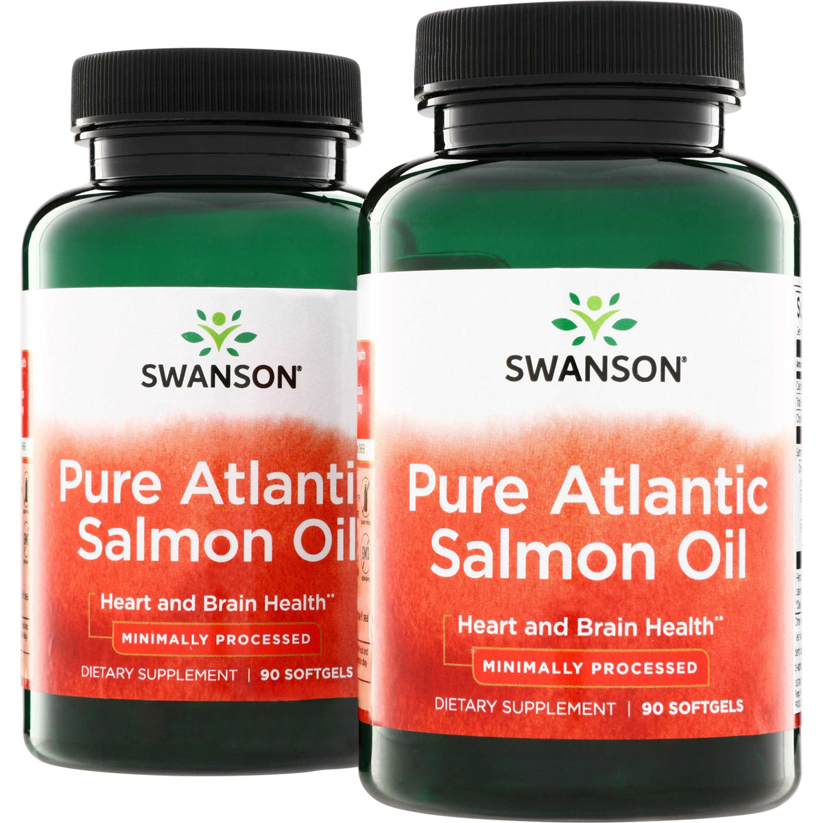 SWE087 | Swanson Pure Atlantic Salmon Oil supplement, 90 softgels, minimally processed, Heart and Brain Health