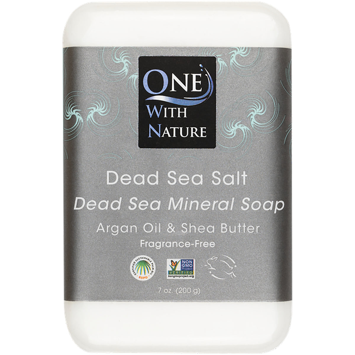 OWN001 | One With Nature Dead Sea Salt triple milled mineral soap bar with argan oil and shea butter, fragrance-free