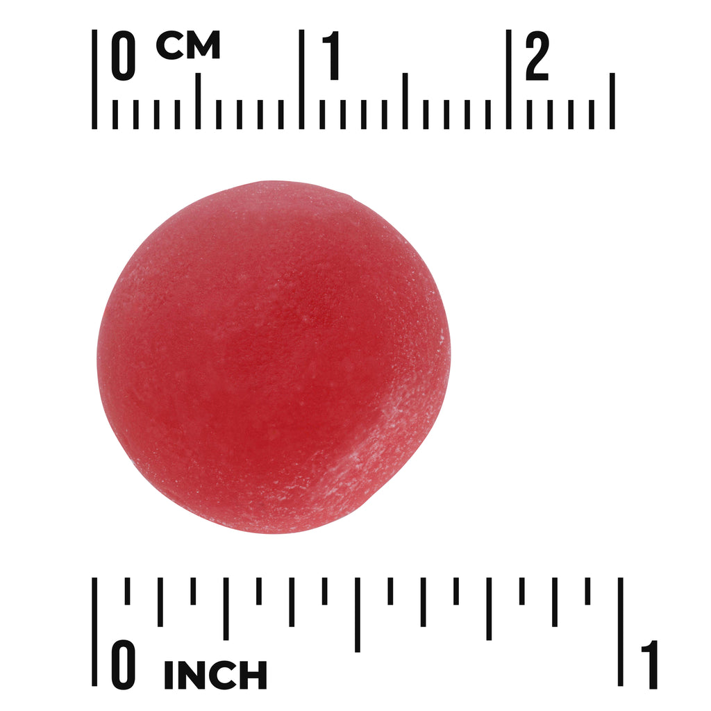 SW1845 | Red round gummy with size scale in inches and centimeters - Thumbnail