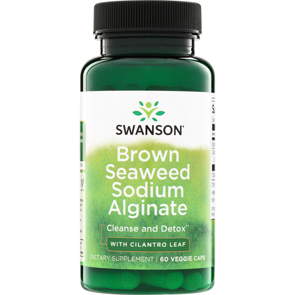 SW1593 | Swanson Brown Seaweed Sodium Alginate supplement, Cleanse and Detox with Cilantro Leaf, 60 veggie capsules bottle - Thumbnail