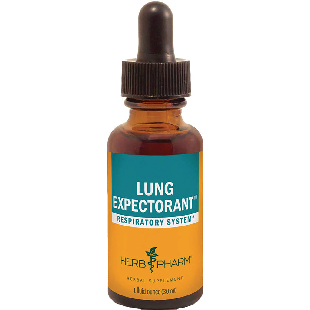 HPH155 | Amber dropper bottle labeled LUNG EXPECTORANT RESPIRATORY SYSTEM Herb Pharm 1 fluid ounce (30 ml) - Thumbnail