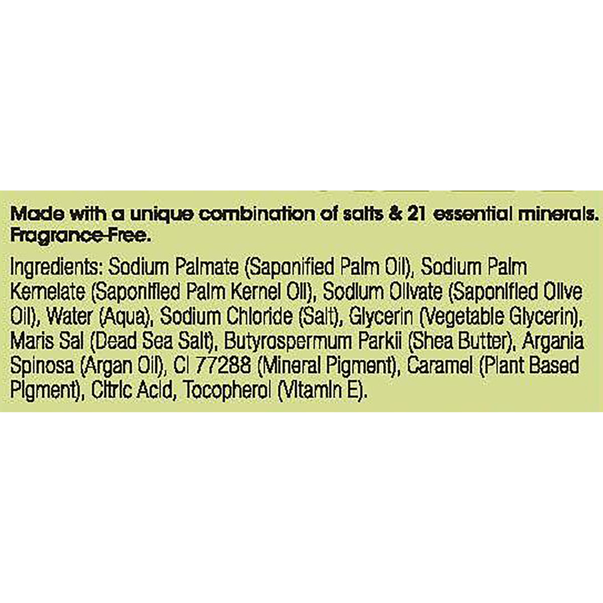OWN007 | Ingredients and product details for fragrance-free soap with 21 essential minerals