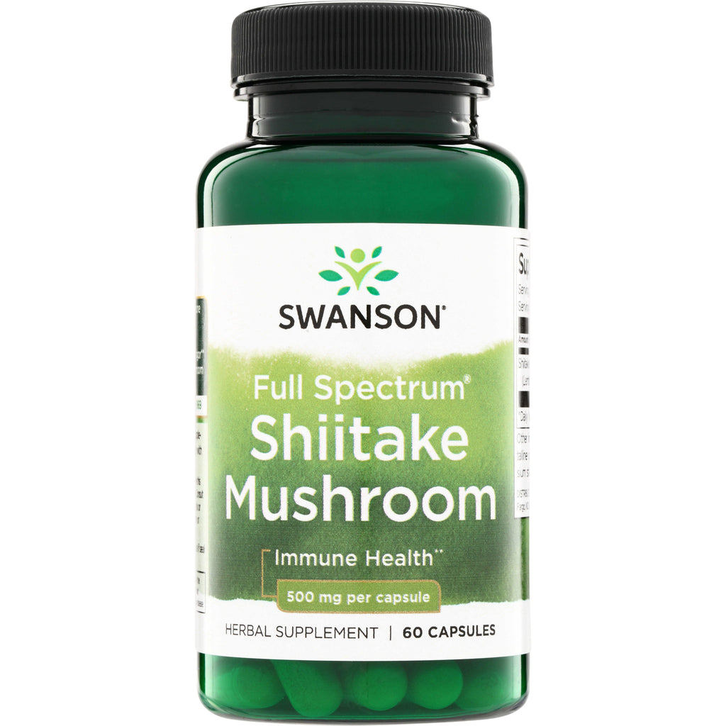 SW1339 | Swanson Full Spectrum Shiitake Mushroom, Immune Health, 500 mg per capsule, 60 capsules - Thumbnail