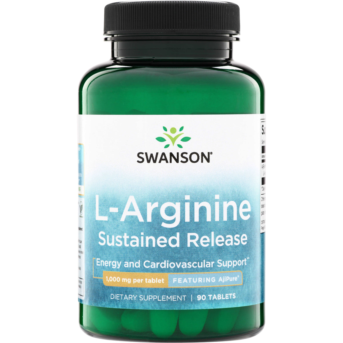 SWU885 | Swanson L-Arginine Sustained Release, 1,000 mg per tablet, 90 tablets, featuring AjiPure