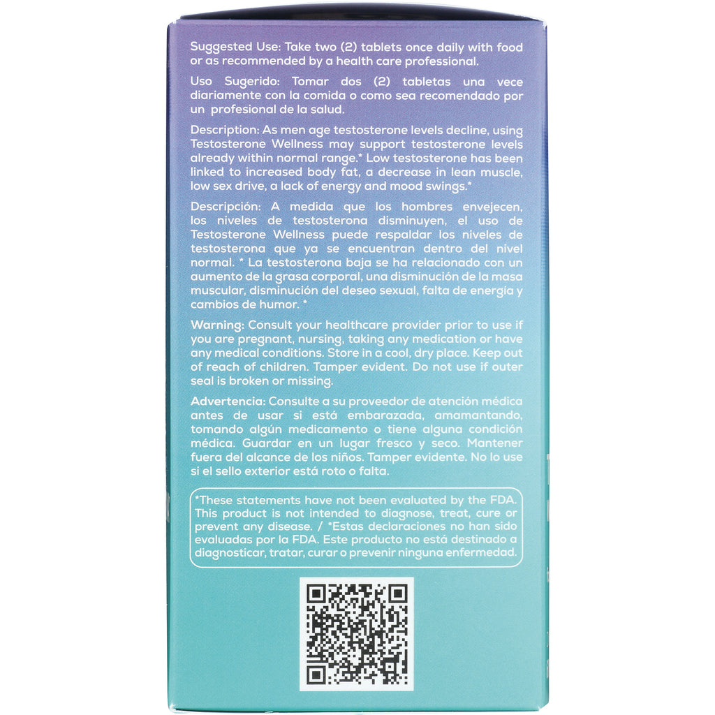 BNN016 | Back panel of teal product box with bilingual directions, warnings, FDA disclaimer and a QR code - Thumbnail