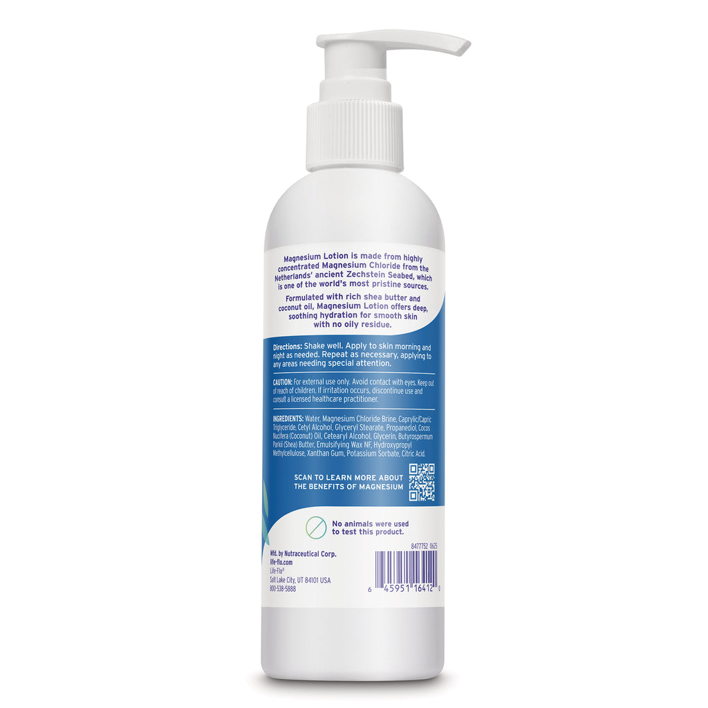 LFH086 | Back label of magnesium lotion bottle with directions, ingredients, caution, and QR code - Thumbnail