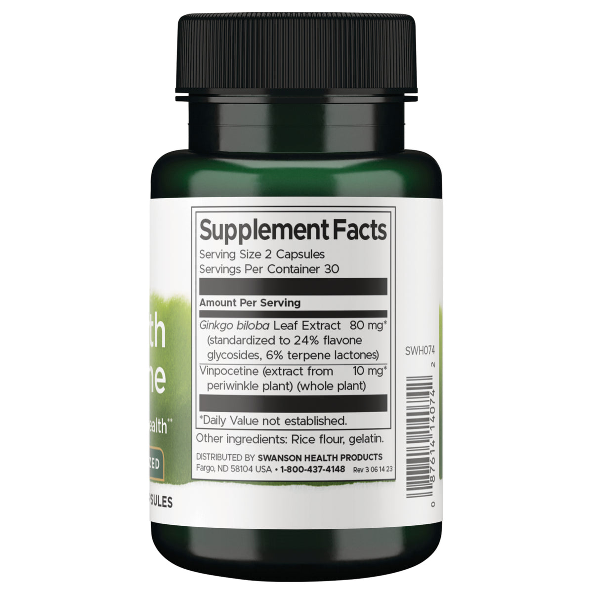 SWH074 | Back label with Supplement Facts