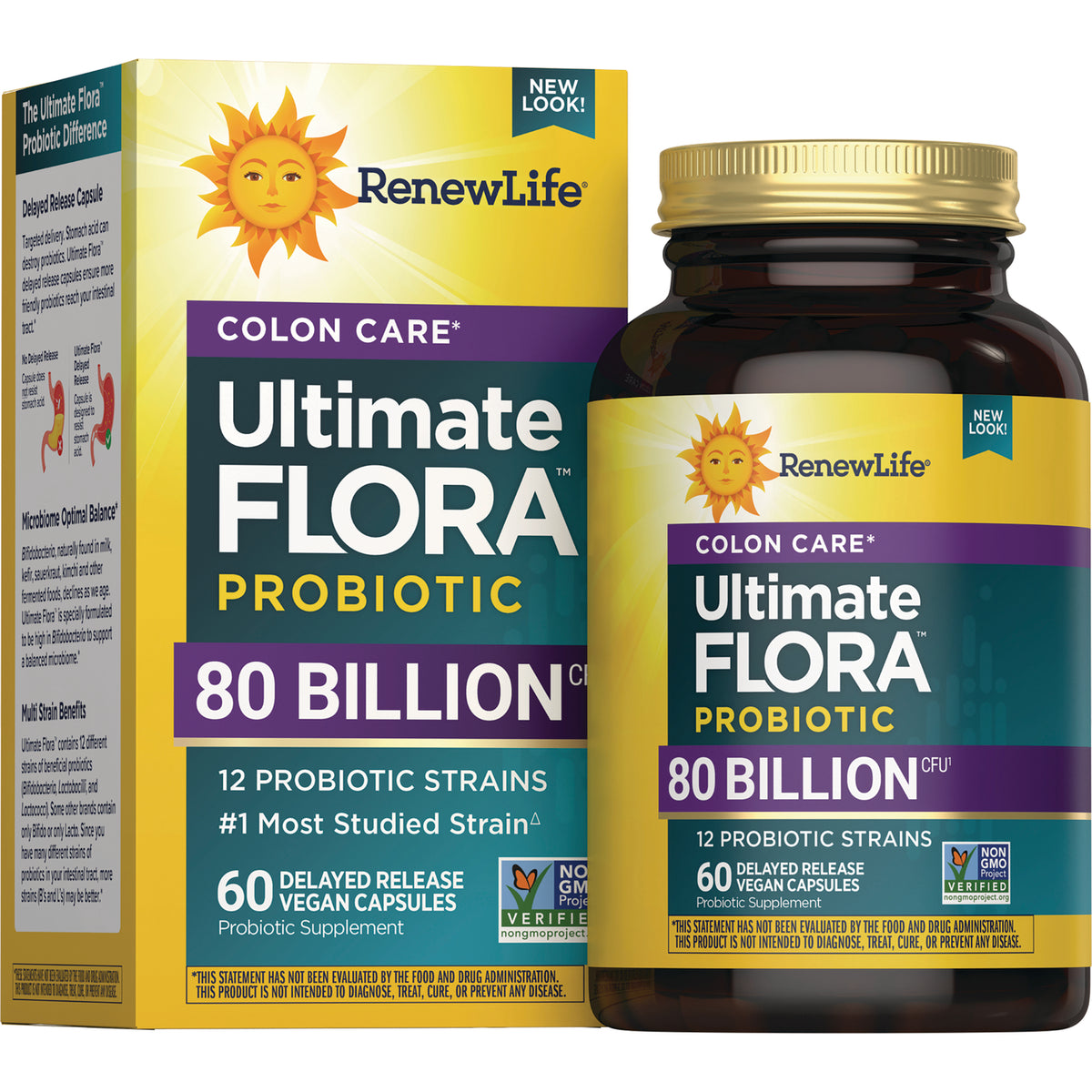 RNL252 | RenewLife Ultimate FLORA probiotic 80 BILLION 60 delayed-release vegan capsules front packaging