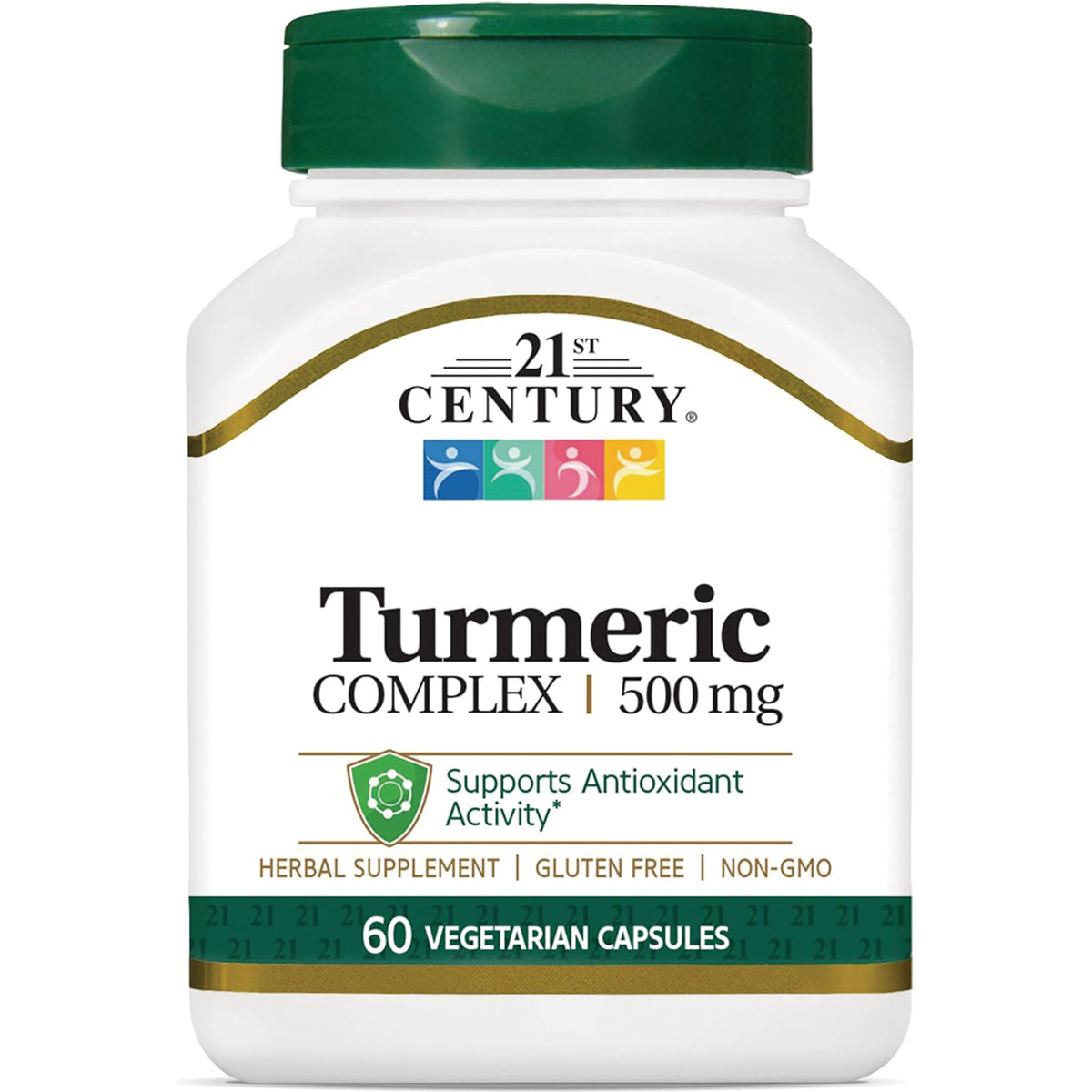 CNT268 | 21st Century Turmeric Complex 500 mg white bottle, 60 vegetarian capsules, supports antioxidant activity