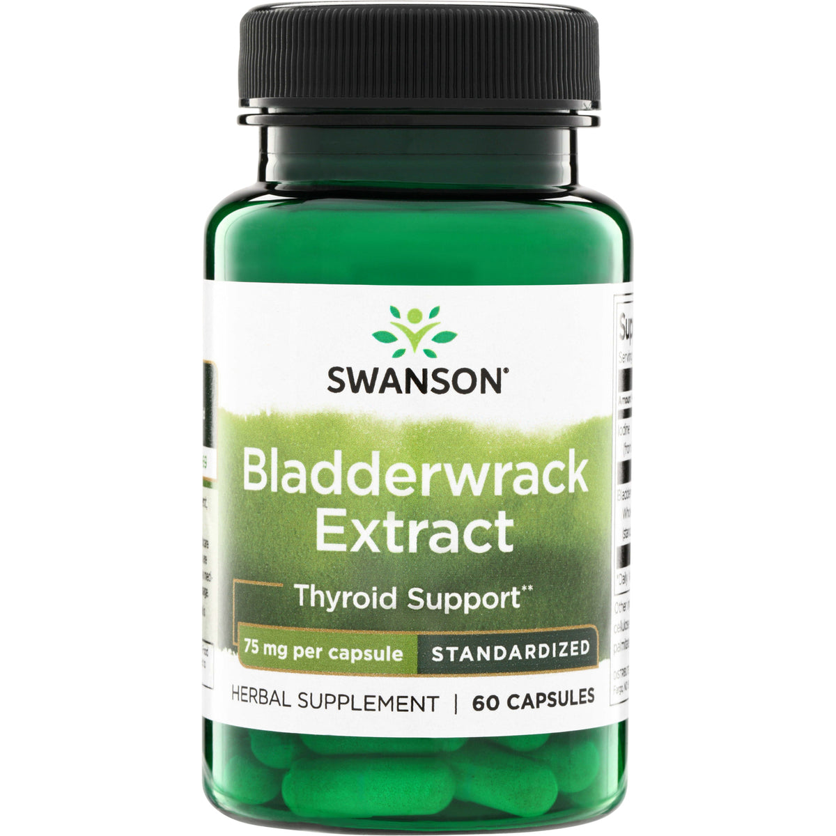 SWH174 | Swanson Bladderwrack Extract, thyroid support, 75 mg per capsule, standardized, herbal supplement, 60 capsules