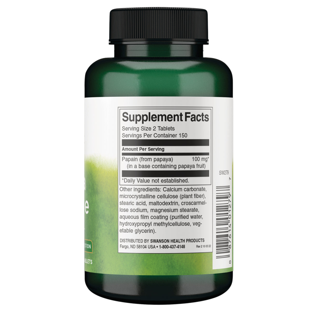 SW279 | Back label with Supplement Facts
