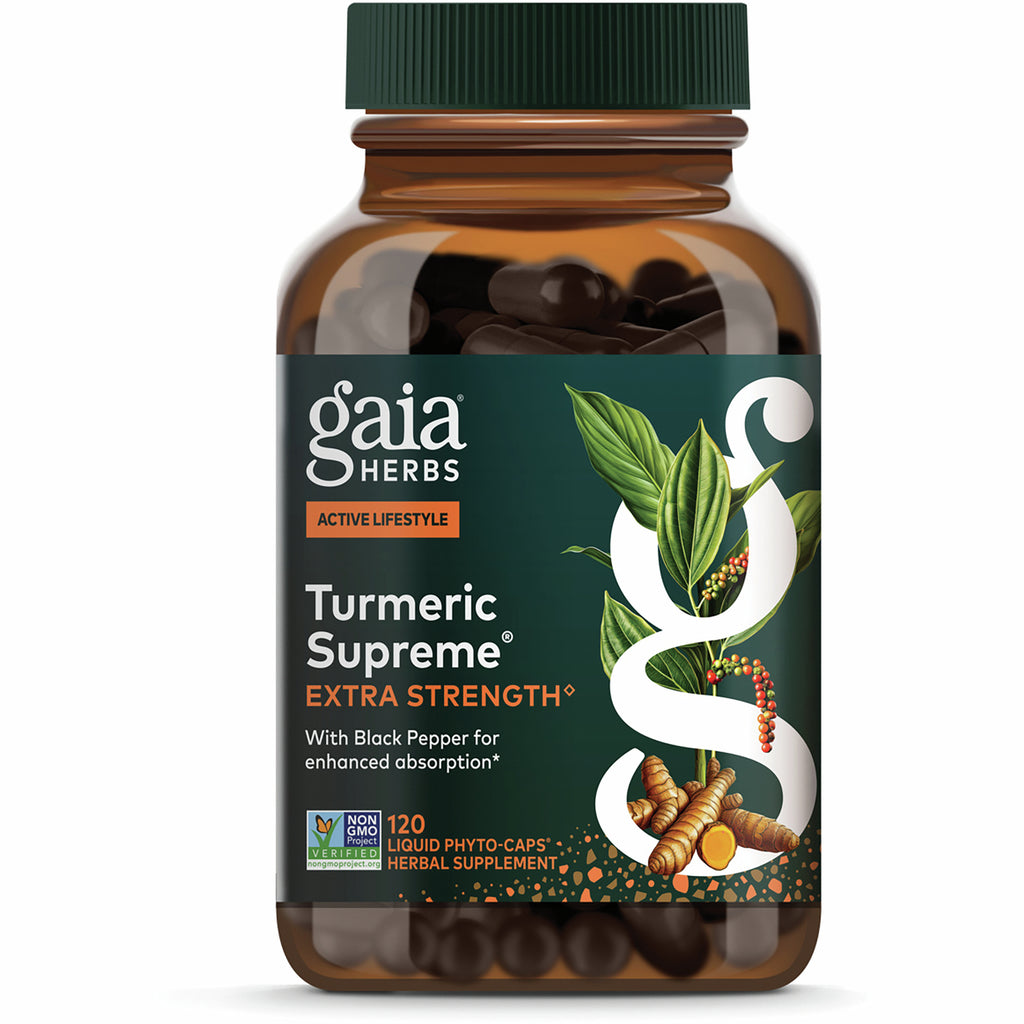 GH087 | Gaia Herbs Turmeric Supreme Extra Strength bottle, 120 vegan liquid phyto-caps herbal supplement - Thumbnail