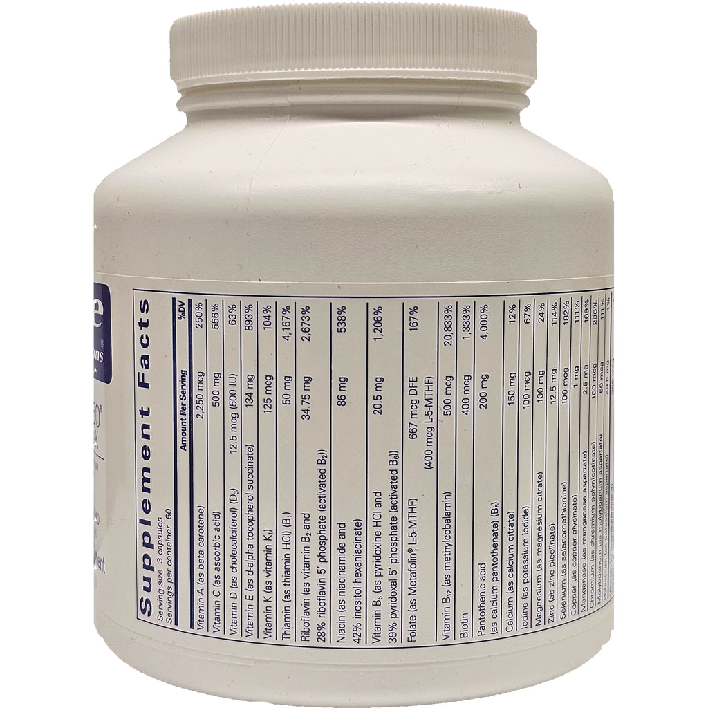 PRN006 | Back label showing Supplement Facts panel and ingredient dosage table on white plastic jar - Thumbnail