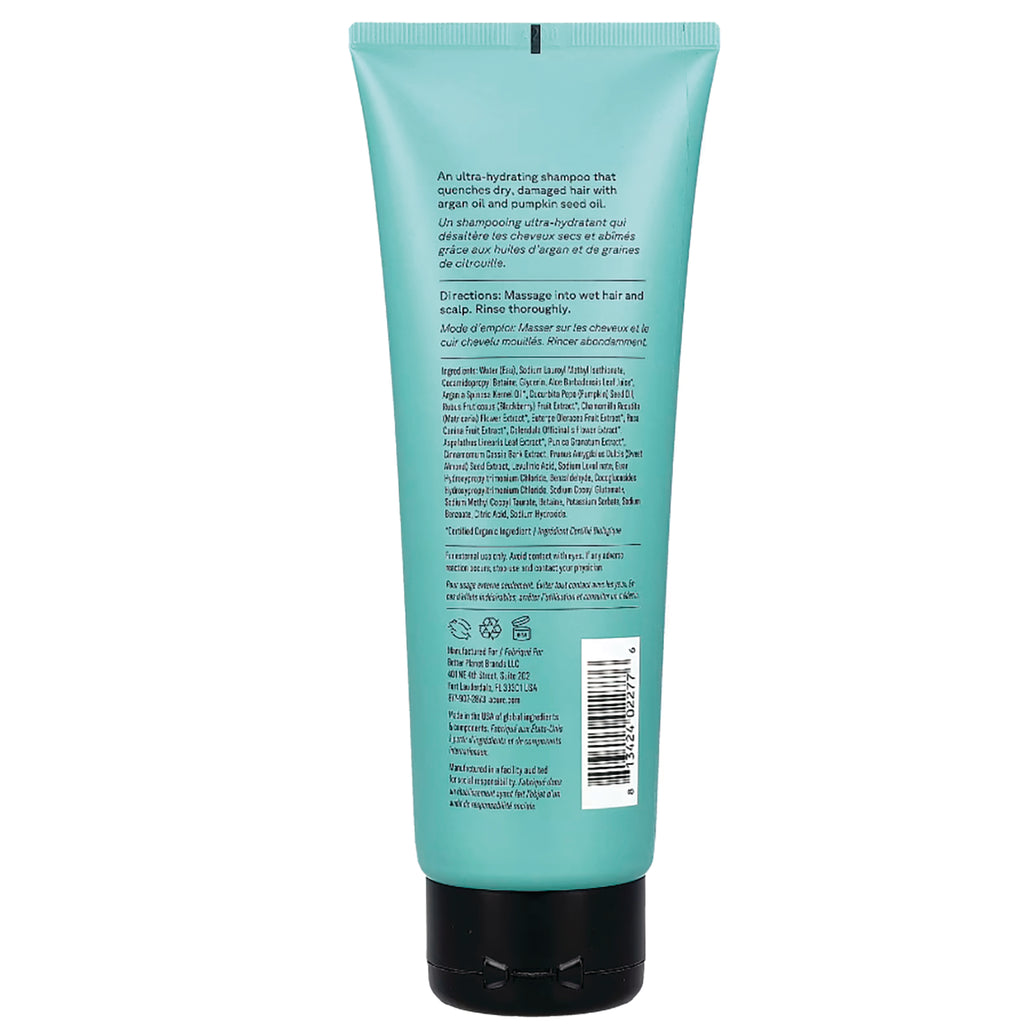 ACR095 | Back of teal shampoo tube showing directions, ingredient list and barcode - Thumbnail