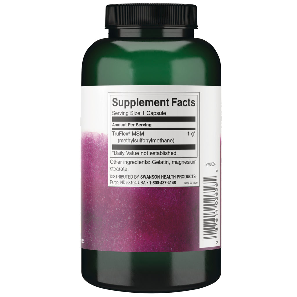 SWU656 | Supplement Facts panel for TruFlex MSM, serving size 1 capsule - Thumbnail