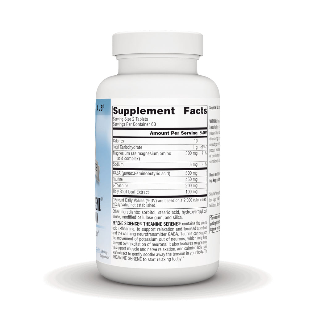 SN495 | Back label with Supplement Facts and ingredients for Serene Science Theanine Serene - Thumbnail