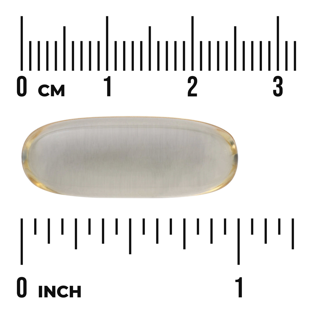 SWU995 | Softgel capsule with cm and inch rulers for size reference