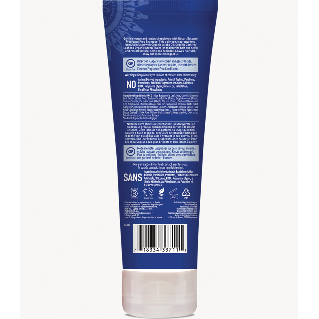 DST017 | Back of blue shampoo tube showing ingredients, directions, warnings and barcode - Thumbnail