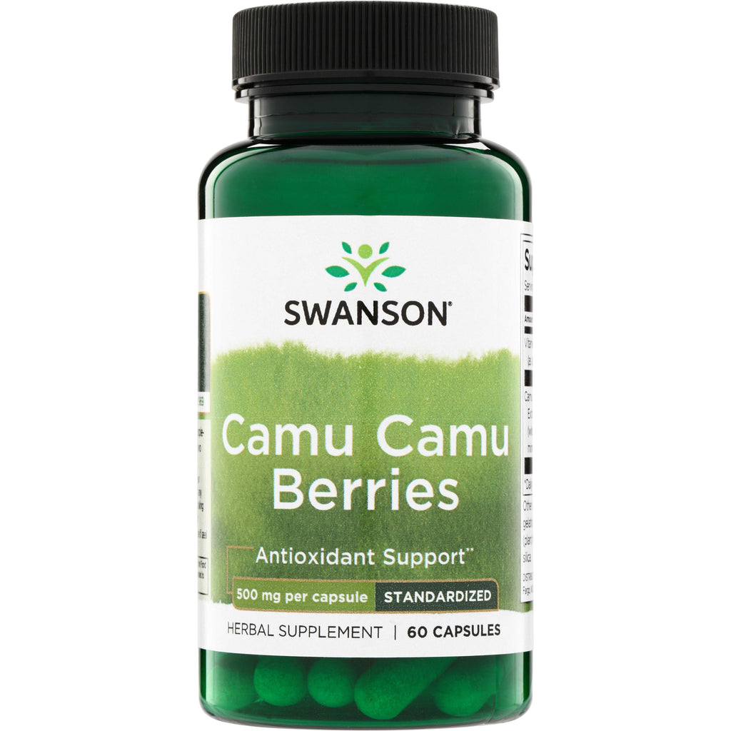 SWH167 | Swanson Camu Camu Berries supplement bottle, 500 mg per capsule, Antioxidant Support, 60 capsules - Thumbnail
