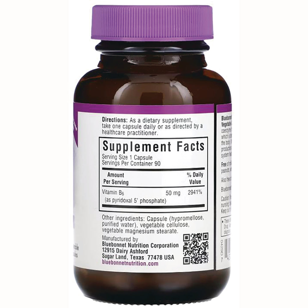BLU065 | Back label showing Supplement Facts and directions on brown bottle with purple cap - Thumbnail