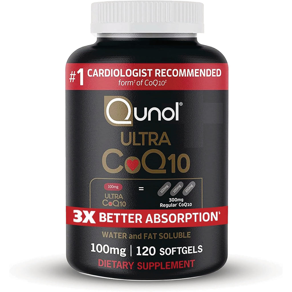 QNL002 | Qunol Ultra CoQ10 black bottle front label, 100 mg, 120 softgels, 3X better absorption - Thumbnail