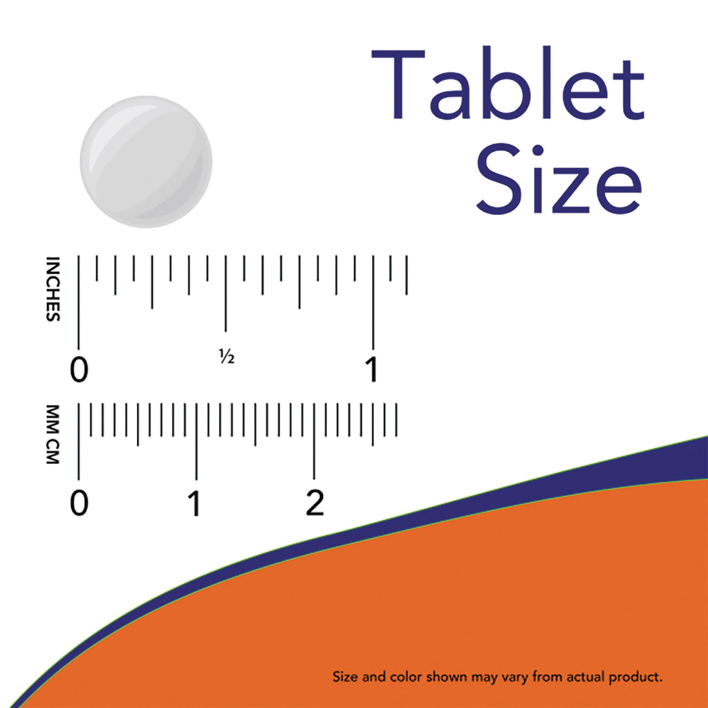 NWF1390 | round tablet beside inch and mm rulers indicating size, heading Tablet Size - Thumbnail